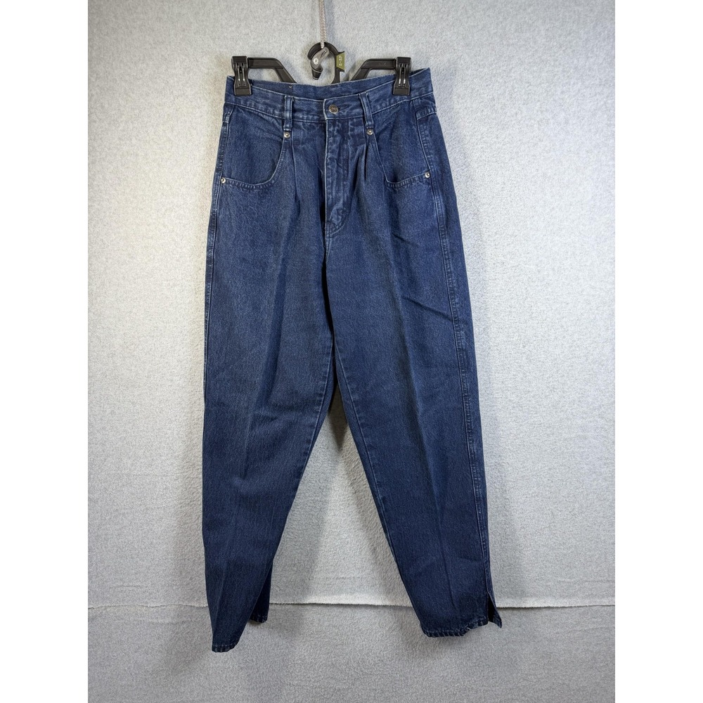Vintage Brittania Jeans Womens 12 Petite Blue High Rise Pleated Tapered Denim